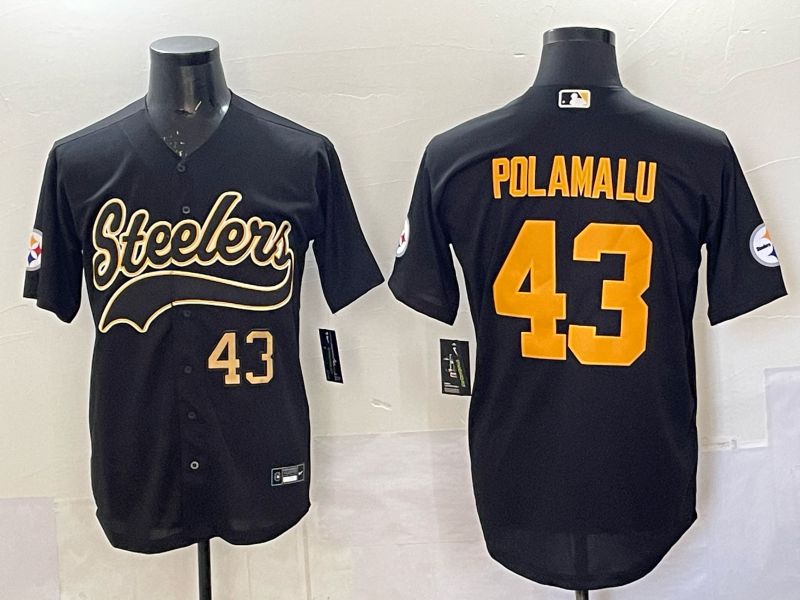 Men 2025 Pittsburgh Steelers #43 Polamalu black 3th generation Joint Name Nike Limited NFL Jersey style 003
